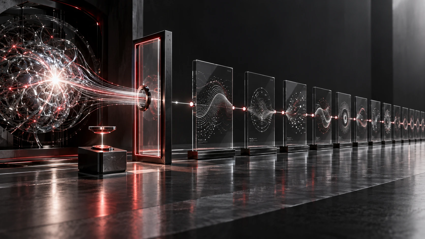 Conceptual illustration created for Reinventy: observations, decisions and outcomes form a traceable research archive.